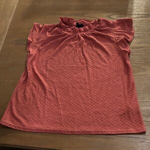 W5 Textured Ruffle Neck Red Blouse
